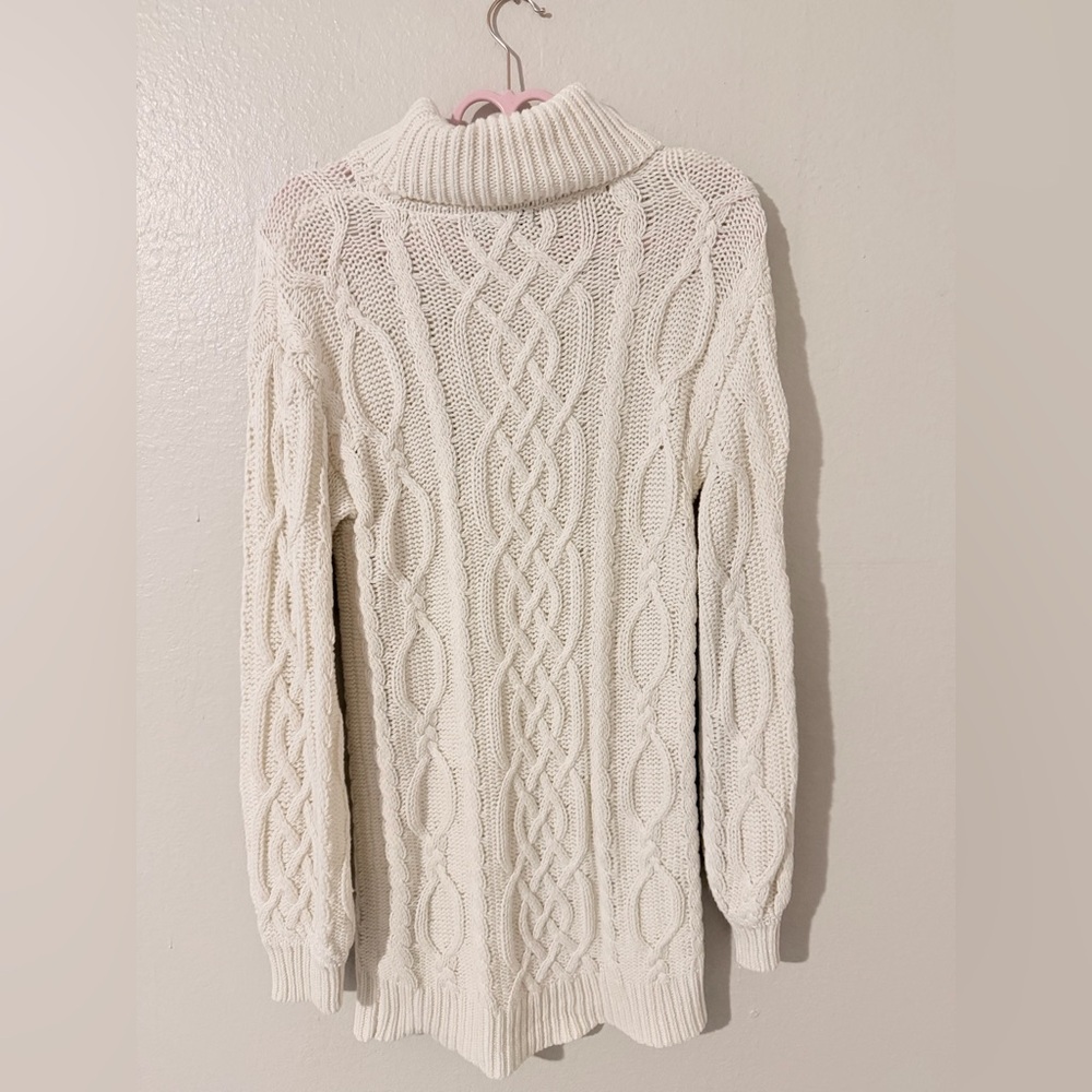 Cream Cable Knit Turtleneck Sweater - Women